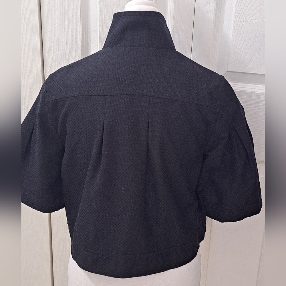 apt 9 Black Textured Cropped Zip Up Jacket Size M - Picture 8 of 13